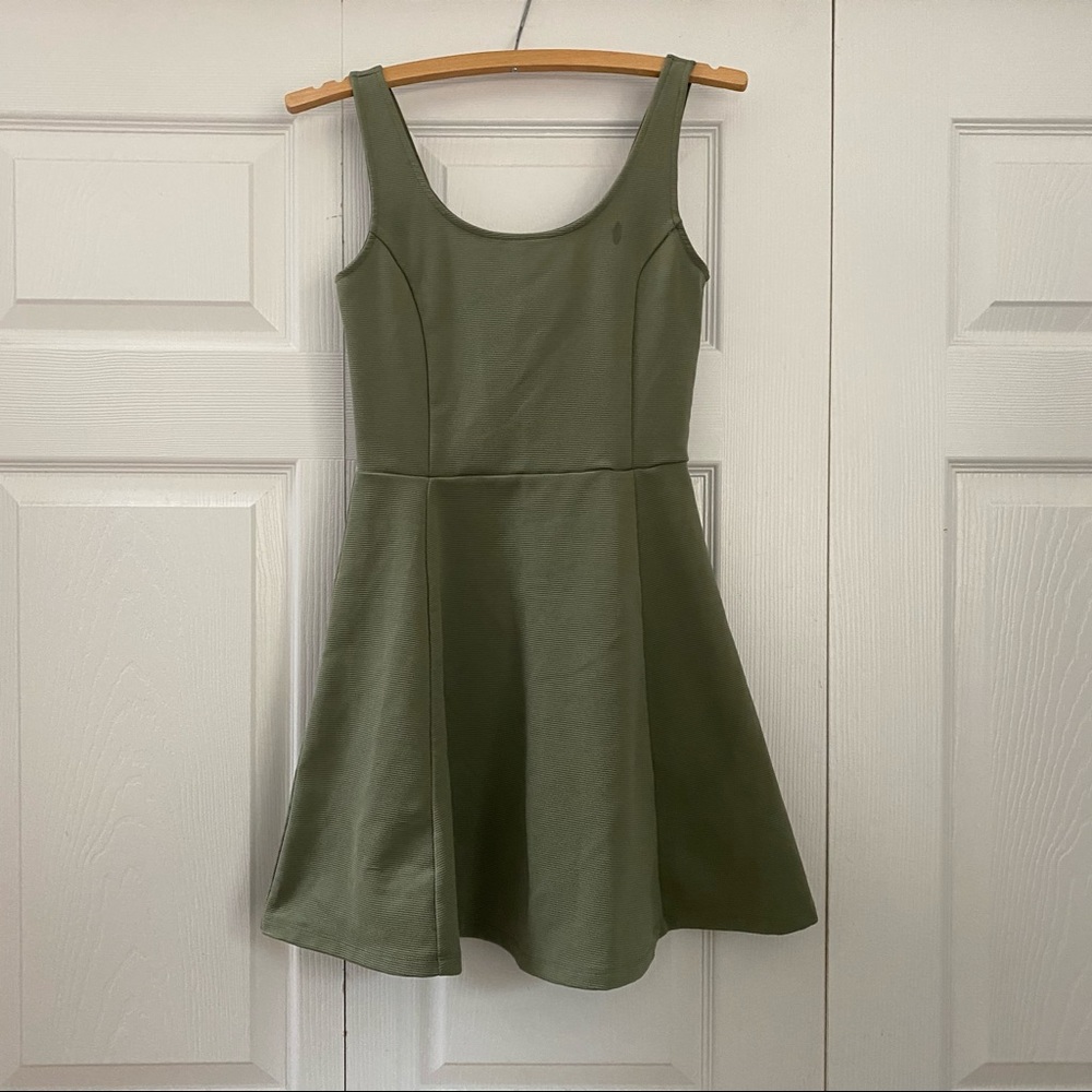 Divided Green Ribbed Skater Women’s Dress